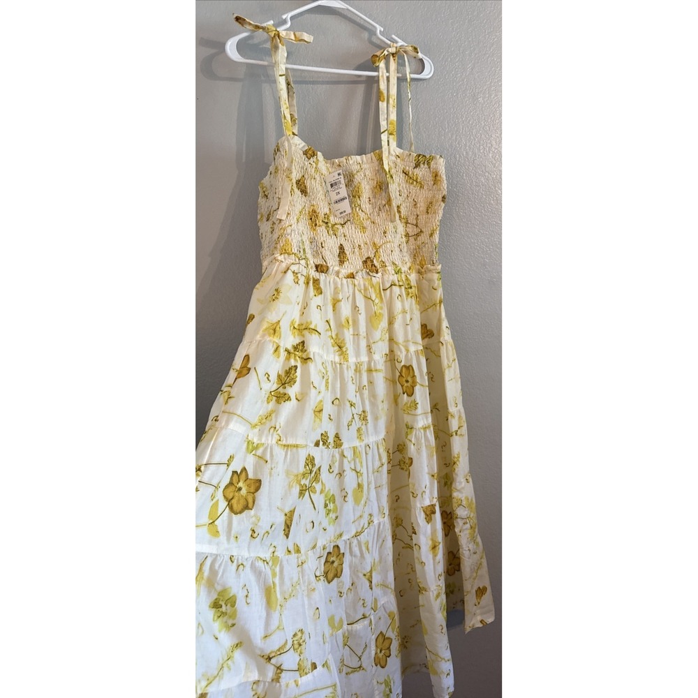 Incā International Concepts Camille Botanic Dress 2X Yellow Floral Smocked New